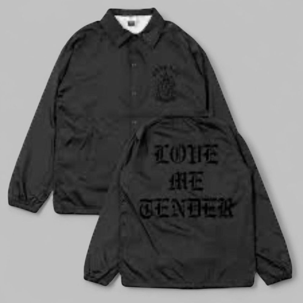 Windbreaker Black with 'Love Me Tender' Print XL NWOT